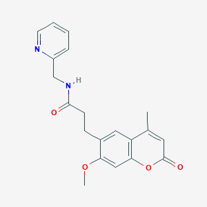 molecular formula C20H20N2O4 B12195431 3-(7-methoxy-4-methyl-2-oxo-2H-chromen-6-yl)-N-(pyridin-2-ylmethyl)propanamide 
