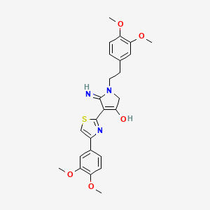 molecular formula C25H27N3O5S B12195458 1-[2-(3,4-dimethoxyphenyl)ethyl]-4-[4-(3,4-dimethoxyphenyl)-1,3-thiazol-2-yl]-5-imino-2,5-dihydro-1H-pyrrol-3-ol 
