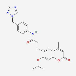 molecular formula C25H26N4O4 B12195470 3-[4-methyl-2-oxo-7-(propan-2-yloxy)-2H-chromen-6-yl]-N-[4-(1H-1,2,4-triazol-1-ylmethyl)phenyl]propanamide 