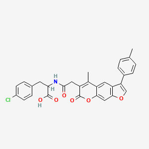 molecular formula C30H24ClNO6 B12195493 4-chloro-N-{[5-methyl-3-(4-methylphenyl)-7-oxo-7H-furo[3,2-g]chromen-6-yl]acetyl}phenylalanine 