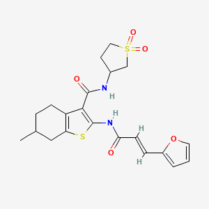 molecular formula C21H24N2O5S2 B12195510 N-(1,1-dioxidotetrahydrothiophen-3-yl)-2-{[(2E)-3-(furan-2-yl)prop-2-enoyl]amino}-6-methyl-4,5,6,7-tetrahydro-1-benzothiophene-3-carboxamide 
