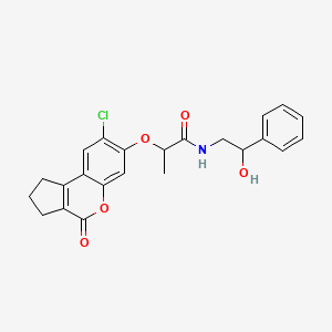molecular formula C23H22ClNO5 B12195524 2-[(8-chloro-4-oxo-1,2,3,4-tetrahydrocyclopenta[c]chromen-7-yl)oxy]-N-(2-hydroxy-2-phenylethyl)propanamide 