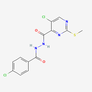 molecular formula C13H10Cl2N4O2S B12195563 5-chloro-N'-[(4-chlorophenyl)carbonyl]-2-(methylsulfanyl)pyrimidine-4-carbohydrazide 