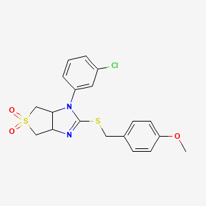 molecular formula C19H19ClN2O3S2 B12195575 1-(3-chlorophenyl)-2-[(4-methoxybenzyl)sulfanyl]-3a,4,6,6a-tetrahydro-1H-thieno[3,4-d]imidazole 5,5-dioxide 