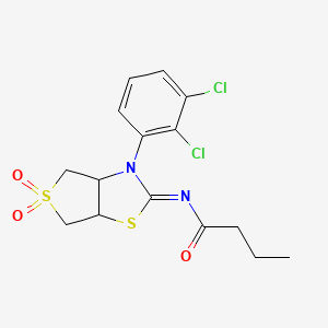 molecular formula C15H16Cl2N2O3S2 B12195586 N-[(2Z)-3-(2,3-dichlorophenyl)-5,5-dioxidotetrahydrothieno[3,4-d][1,3]thiazol-2(3H)-ylidene]butanamide 