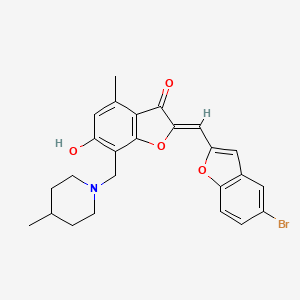 molecular formula C25H24BrNO4 B12195593 (2Z)-2-[(5-bromo-1-benzofuran-2-yl)methylidene]-6-hydroxy-4-methyl-7-[(4-methylpiperidin-1-yl)methyl]-1-benzofuran-3(2H)-one 