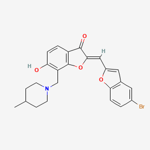 molecular formula C24H22BrNO4 B12195614 (2Z)-2-[(5-bromo-1-benzofuran-2-yl)methylidene]-6-hydroxy-7-[(4-methylpiperidin-1-yl)methyl]-1-benzofuran-3(2H)-one 