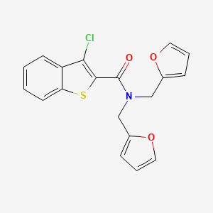 molecular formula C19H14ClNO3S B12195643 3-chloro-N,N-bis(furan-2-ylmethyl)-1-benzothiophene-2-carboxamide 