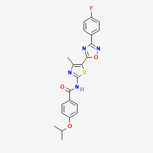 molecular formula C22H19FN4O3S B12195685 N-[(2Z)-5-[3-(4-fluorophenyl)-1,2,4-oxadiazol-5-yl]-4-methyl-1,3-thiazol-2(3H)-ylidene]-4-(propan-2-yloxy)benzamide 