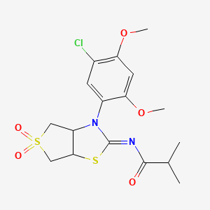 molecular formula C17H21ClN2O5S2 B12195697 N-[(2Z)-3-(5-chloro-2,4-dimethoxyphenyl)-5,5-dioxidotetrahydrothieno[3,4-d][1,3]thiazol-2(3H)-ylidene]-2-methylpropanamide 