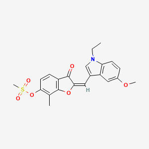 molecular formula C22H21NO6S B12195703 (2E)-2-[(1-ethyl-5-methoxy-1H-indol-3-yl)methylidene]-7-methyl-3-oxo-2,3-dihydro-1-benzofuran-6-yl methanesulfonate 