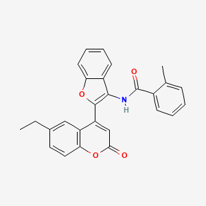 molecular formula C27H21NO4 B12195715 N-[2-(6-ethyl-2-oxo-2H-chromen-4-yl)-1-benzofuran-3-yl]-2-methylbenzamide 