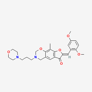molecular formula C27H32N2O6 B12195717 (7Z)-7-(2,5-dimethoxybenzylidene)-9-methyl-3-[3-(morpholin-4-yl)propyl]-3,4-dihydro-2H-furo[3,2-g][1,3]benzoxazin-6(7H)-one 