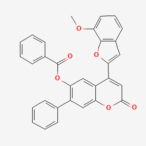 molecular formula C31H20O6 B12195745 4-(7-methoxy-1-benzofuran-2-yl)-2-oxo-7-phenyl-2H-chromen-6-yl benzoate 