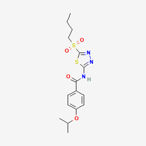 molecular formula C16H21N3O4S2 B12195762 N-[5-(butylsulfonyl)-1,3,4-thiadiazol-2-yl]-4-(propan-2-yloxy)benzamide 