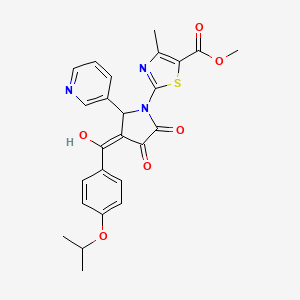 molecular formula C25H23N3O6S B12195772 methyl 2-[(3E)-3-{hydroxy[4-(propan-2-yloxy)phenyl]methylidene}-4,5-dioxo-2-(pyridin-3-yl)pyrrolidin-1-yl]-4-methyl-1,3-thiazole-5-carboxylate 