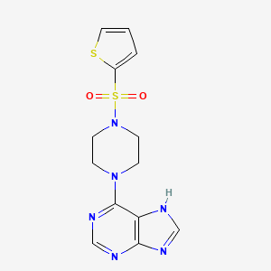 molecular formula C13H14N6O2S2 B12195798 6-[4-(thiophen-2-ylsulfonyl)piperazin-1-yl]-7H-purine 