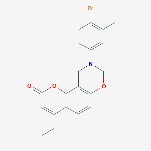 molecular formula C20H18BrNO3 B12195801 9-(4-bromo-3-methylphenyl)-4-ethyl-9,10-dihydro-2H,8H-chromeno[8,7-e][1,3]oxazin-2-one 