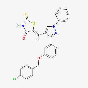 molecular formula C26H18ClN3O2S2 B12195809 (5Z)-5-[(3-{3-[(4-chlorobenzyl)oxy]phenyl}-1-phenyl-1H-pyrazol-4-yl)methylidene]-2-thioxo-1,3-thiazolidin-4-one 