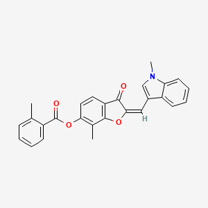 molecular formula C27H21NO4 B12195861 (2E)-7-methyl-2-[(1-methyl-1H-indol-3-yl)methylidene]-3-oxo-2,3-dihydro-1-benzofuran-6-yl 2-methylbenzoate 