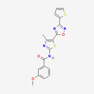 molecular formula C18H14N4O3S2 B12195864 3-methoxy-N-[(2Z)-4-methyl-5-[3-(thiophen-2-yl)-1,2,4-oxadiazol-5-yl]-1,3-thiazol-2(3H)-ylidene]benzamide 