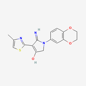 molecular formula C16H15N3O3S B12195874 5-amino-1-(2,3-dihydro-1,4-benzodioxin-6-yl)-4-(4-methyl-1,3-thiazol-2-yl)-1,2-dihydro-3H-pyrrol-3-one 