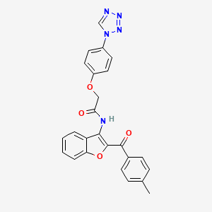 molecular formula C25H19N5O4 B12195891 N-{2-[(4-methylphenyl)carbonyl]-1-benzofuran-3-yl}-2-[4-(1H-tetrazol-1-yl)phenoxy]acetamide 