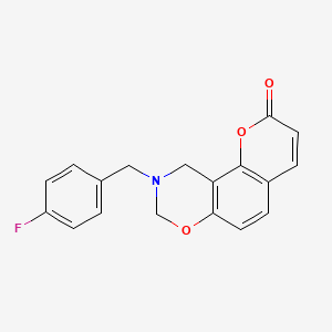 molecular formula C18H14FNO3 B12195892 9-(4-fluorobenzyl)-9,10-dihydro-2H,8H-chromeno[8,7-e][1,3]oxazin-2-one 