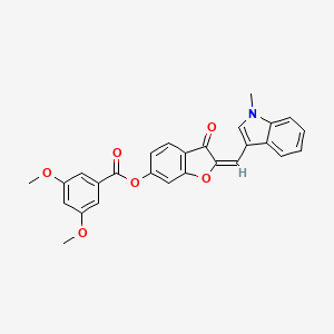 molecular formula C27H21NO6 B12195908 (2E)-2-[(1-methyl-1H-indol-3-yl)methylidene]-3-oxo-2,3-dihydro-1-benzofuran-6-yl 3,5-dimethoxybenzoate 