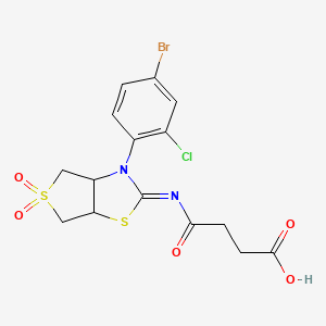 molecular formula C15H14BrClN2O5S2 B12195937 4-{[(2Z)-3-(4-bromo-2-chlorophenyl)-5,5-dioxidotetrahydrothieno[3,4-d][1,3]thiazol-2(3H)-ylidene]amino}-4-oxobutanoic acid 