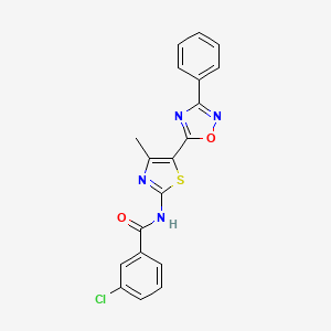 molecular formula C19H13ClN4O2S B12195961 3-chloro-N-[(2E)-4-methyl-5-(3-phenyl-1,2,4-oxadiazol-5-yl)-1,3-thiazol-2(3H)-ylidene]benzamide 