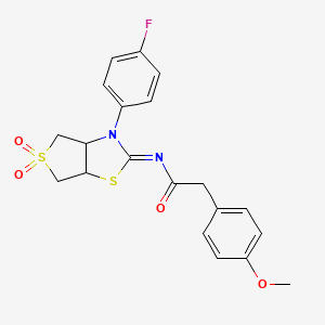 molecular formula C20H19FN2O4S2 B12195973 N-[(2E)-3-(4-fluorophenyl)-5,5-dioxidotetrahydrothieno[3,4-d][1,3]thiazol-2(3H)-ylidene]-2-(4-methoxyphenyl)acetamide 