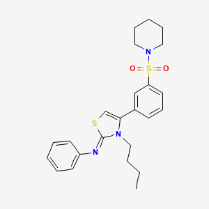 molecular formula C24H29N3O2S2 B12195996 N-[(2Z)-3-butyl-4-[3-(piperidin-1-ylsulfonyl)phenyl]-1,3-thiazol-2(3H)-ylidene]aniline 