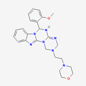 molecular formula C24H29N7O2 B12196004 4-[2-[9-(2-methoxyphenyl)-2,4,6,8,10,17-hexazatetracyclo[8.7.0.02,7.011,16]heptadeca-1(17),6,11,13,15-pentaen-4-yl]ethyl]morpholine 