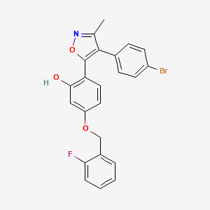 molecular formula C23H17BrFNO3 B12196050 2-[4-(4-Bromophenyl)-3-methyl-1,2-oxazol-5-yl]-5-[(2-fluorobenzyl)oxy]phenol 