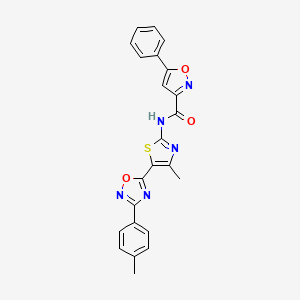 molecular formula C23H17N5O3S B12196090 N-[(2E)-4-methyl-5-[3-(4-methylphenyl)-1,2,4-oxadiazol-5-yl]-1,3-thiazol-2(3H)-ylidene]-5-phenyl-1,2-oxazole-3-carboxamide 