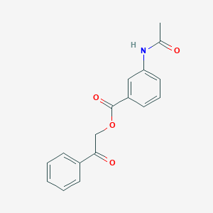 molecular formula C17H15NO4 B12196098 2-Oxo-2-phenylethyl 3-acetamidobenzoate 