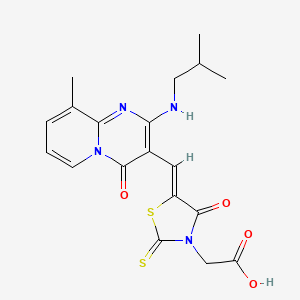 molecular formula C19H20N4O4S2 B12196121 [(5Z)-5-({9-methyl-2-[(2-methylpropyl)amino]-4-oxo-4H-pyrido[1,2-a]pyrimidin-3-yl}methylidene)-4-oxo-2-thioxo-1,3-thiazolidin-3-yl]acetic acid 