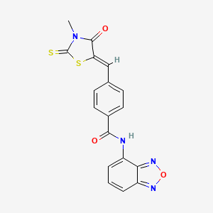 molecular formula C18H12N4O3S2 B12196150 N-(2,1,3-benzoxadiazol-4-yl)-4-[(Z)-(3-methyl-4-oxo-2-thioxo-1,3-thiazolidin-5-ylidene)methyl]benzamide 