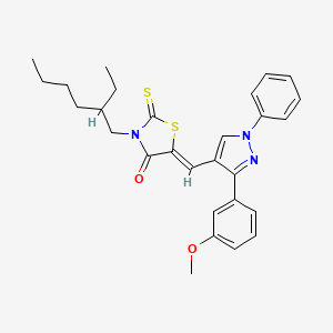 molecular formula C28H31N3O2S2 B12196157 (5Z)-3-(2-ethylhexyl)-5-{[3-(3-methoxyphenyl)-1-phenyl-1H-pyrazol-4-yl]methylidene}-2-thioxo-1,3-thiazolidin-4-one 