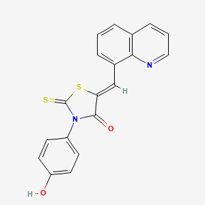 molecular formula C19H12N2O2S2 B12196160 3-(4-Hydroxyphenyl)-5-(8-quinolylmethylene)-2-thioxo-1,3-thiazolidin-4-one 