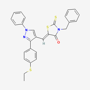 molecular formula C28H23N3OS3 B12196171 (5Z)-3-benzyl-5-({3-[4-(ethylsulfanyl)phenyl]-1-phenyl-1H-pyrazol-4-yl}methylidene)-2-thioxo-1,3-thiazolidin-4-one 