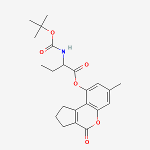 molecular formula C22H27NO6 B12196190 7-Methyl-4-oxo-1,2,3,4-tetrahydrocyclopenta[c]chromen-9-yl 2-[(tert-butoxycarbonyl)amino]butanoate 