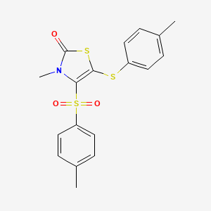 molecular formula C18H17NO3S3 B12196222 3-methyl-4-[(4-methylphenyl)sulfonyl]-5-[(4-methylphenyl)thio]-1,3-thiazol-2(3H)-one 