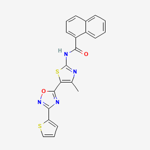 molecular formula C21H14N4O2S2 B12196240 N-[(2Z)-4-methyl-5-[3-(thiophen-2-yl)-1,2,4-oxadiazol-5-yl]-1,3-thiazol-2(3H)-ylidene]naphthalene-1-carboxamide 