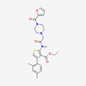 molecular formula C26H29N3O5S B12196268 Ethyl 4-(2,4-dimethylphenyl)-2-{2-[4-(furan-2-carbonyl)piperazin-1-yl]acetamido}thiophene-3-carboxylate 