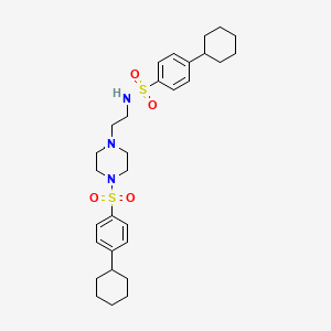 molecular formula C30H43N3O4S2 B12196270 4-cyclohexyl-N-(2-{4-[(4-cyclohexylphenyl)sulfonyl]piperazin-1-yl}ethyl)benzenesulfonamide 