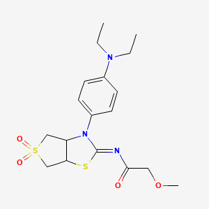 molecular formula C18H25N3O4S2 B12196295 N-[(2E)-3-[4-(diethylamino)phenyl]-5,5-dioxidotetrahydrothieno[3,4-d][1,3]thiazol-2(3H)-ylidene]-2-methoxyacetamide 