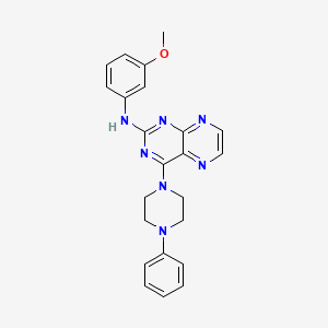 molecular formula C23H23N7O B12196307 N-(3-methoxyphenyl)-4-(4-phenylpiperazin-1-yl)pteridin-2-amine 