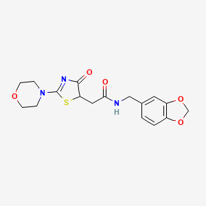molecular formula C17H19N3O5S B12196319 N-(1,3-benzodioxol-5-ylmethyl)-2-[2-(morpholin-4-yl)-4-oxo-4,5-dihydro-1,3-thiazol-5-yl]acetamide 